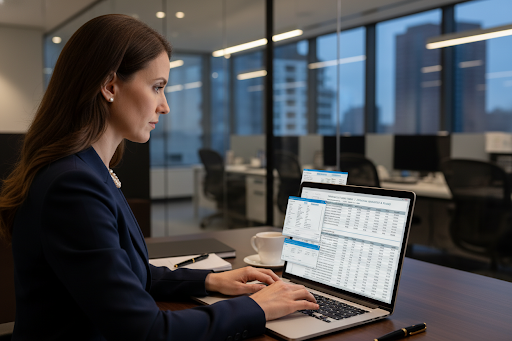 Financial professional preparing detailed quotes